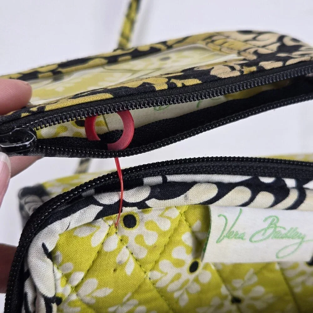 Vera Bradley Quilted Crossbody Bag w/Matching Coin Purse Black Gray Yellow White